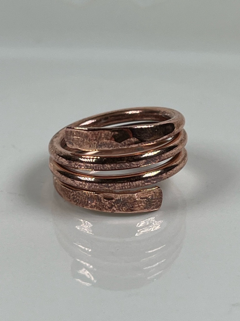 Solid Copper Coiled Band Ring Textured Hammered Finish Size 6 - Picture 4 of 7